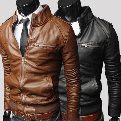 Foreign trade Men's wholesale men's motorcycle leather 2023 Spring Autumn Winter new leather coat Korean slim men's leather jacket