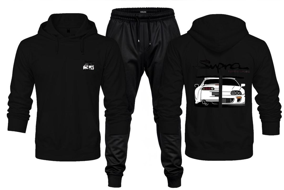 2 Pcs Men's Fleece Printed Hoodie Track Suit