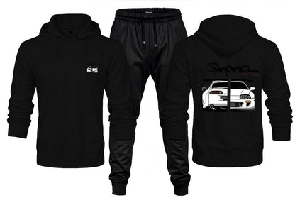 2 Pcs Men's Fleece Printed Hoodie Track Suit