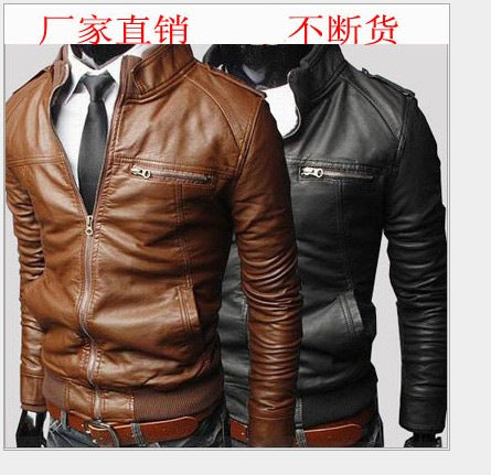 Foreign trade Men's wholesale men's motorcycle leather 2023 Spring Autumn Winter new leather coat Korean slim men's leather jacket